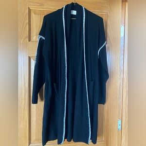 Debut Black Cardigan with White Accents